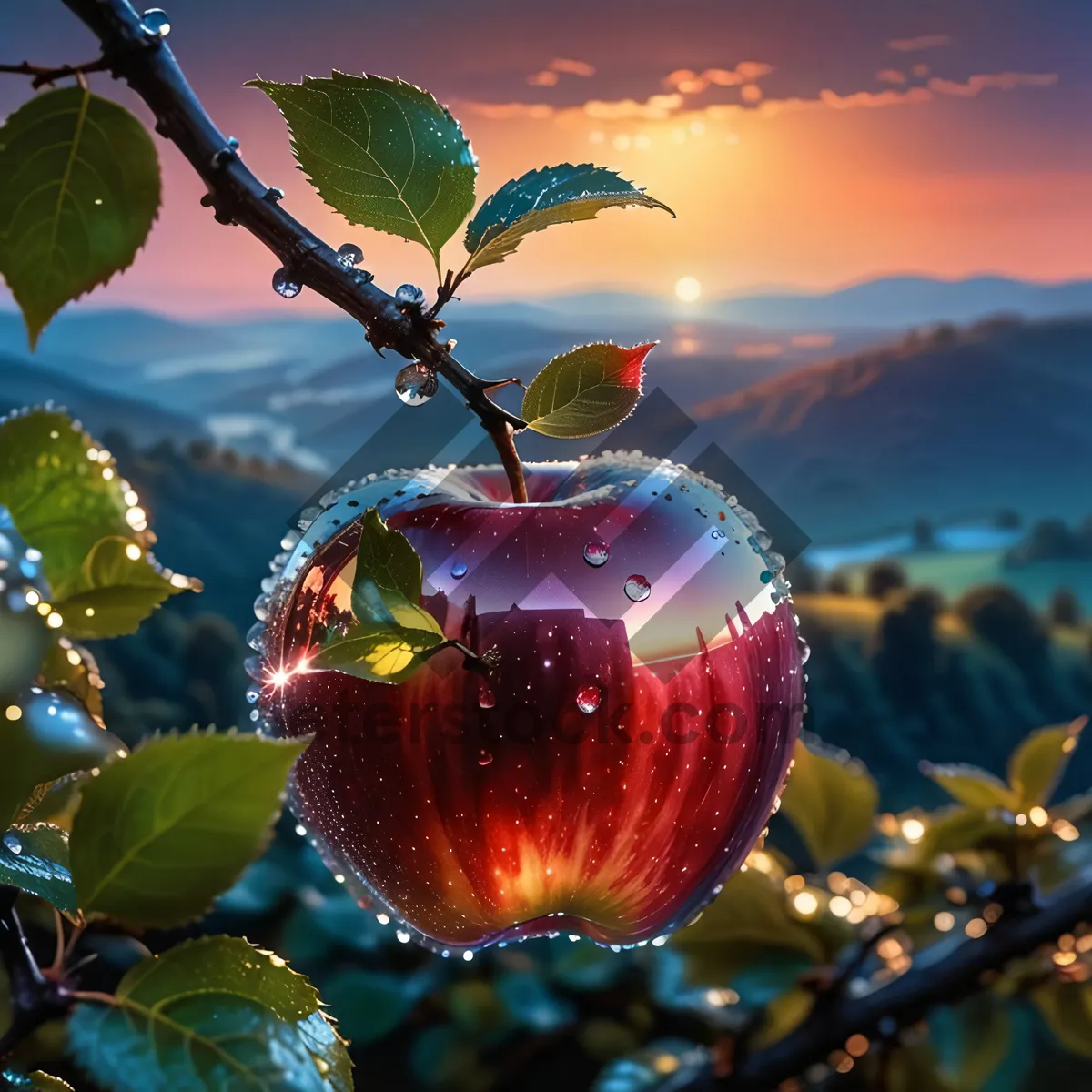 Picture of Delicious Red Apple Ornament for Holiday Decoration