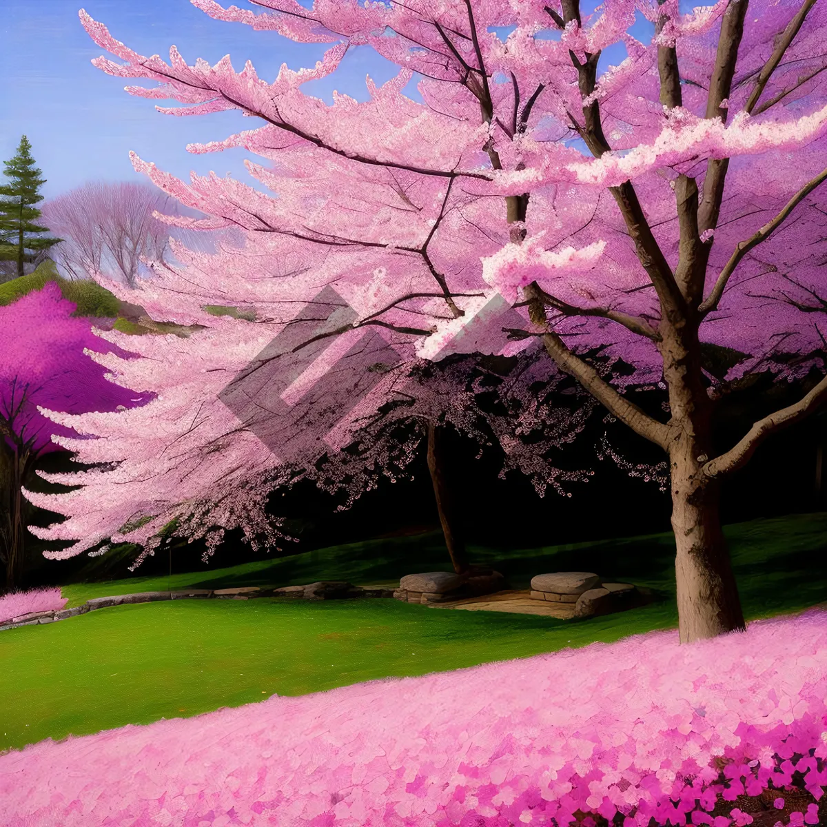 Picture of Blossoming Rhododendron in Vibrant Garden Landscape