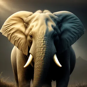 Majestic tusker roaming in the wilderness.