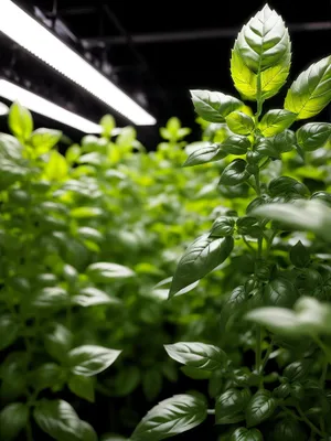 Organic Basil Leaves: Fresh Garden Herb with Natural Vascular Plant Growth