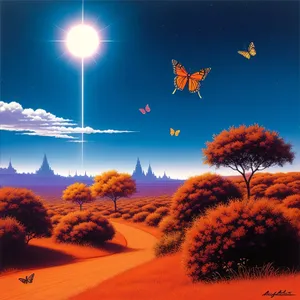 Golden Horizon: Captivating Sunset Sky and Meadow Landscape