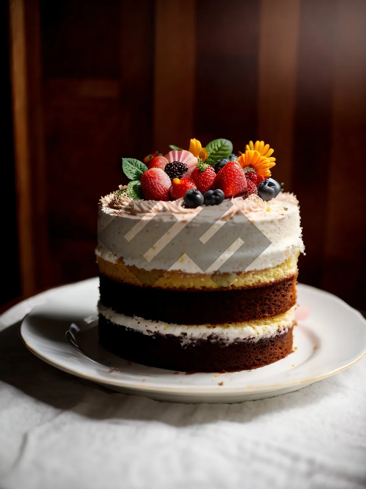 Picture of Delicious Fruit-filled Cream Cake at Gourmet Bakery