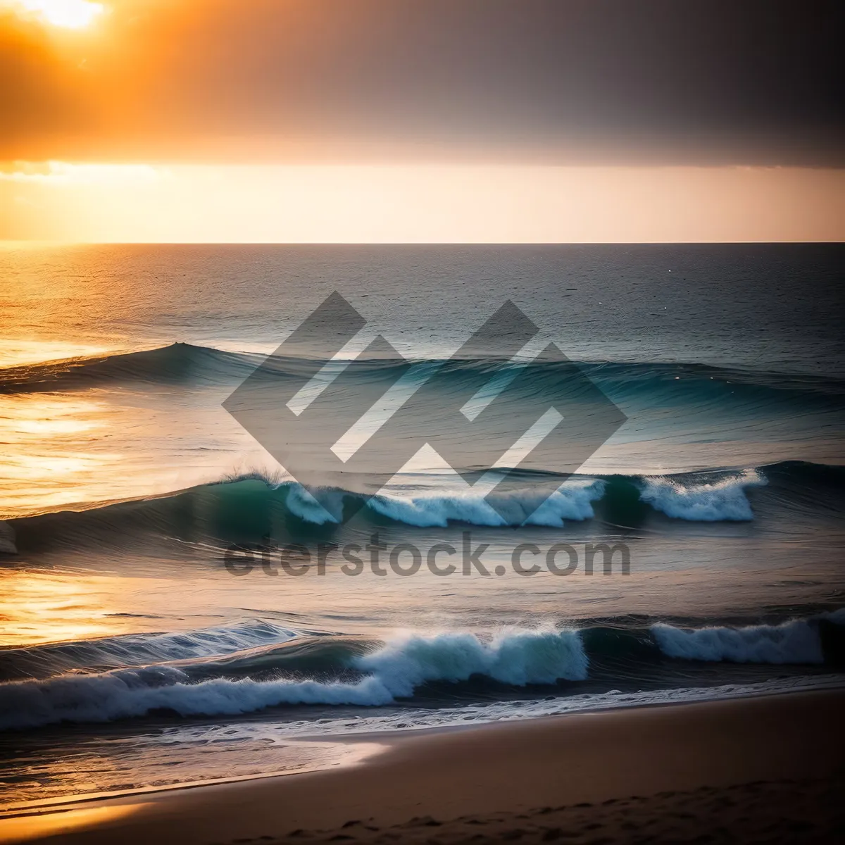 Picture of Serenity by the Shore: Sunset over the Tropical Beach