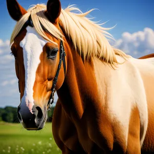 Majestic Stallion Grazing in Rural Pasture