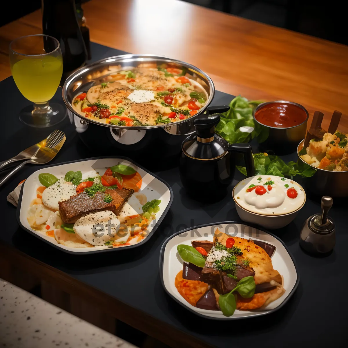 Picture of Healthy Gourmet Salad with Fresh Vegetables and Sauce