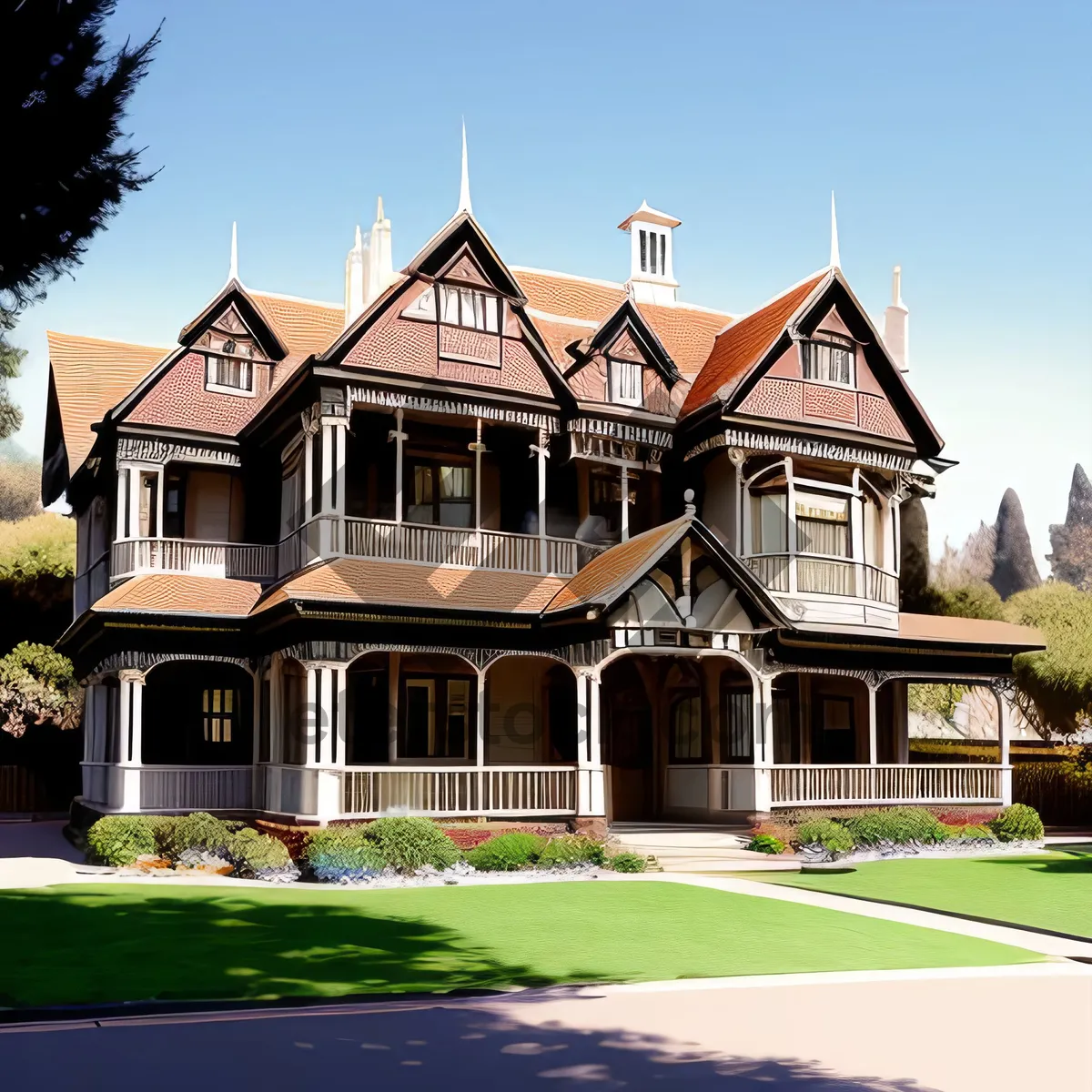 Picture of Beautiful Brick Residence with Meticulous Landscaping