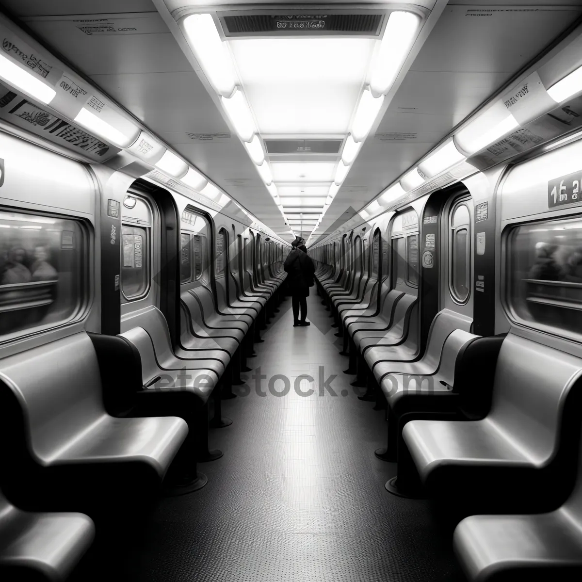 Picture of Fast-paced urban transportation in light-filled subway train.