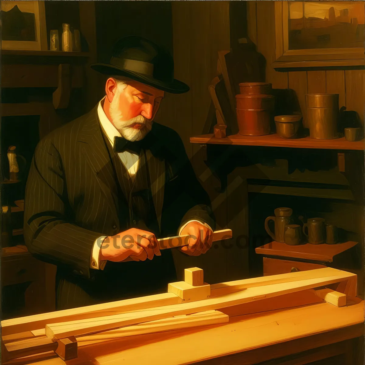 Picture of Man Playing Percussion Instrument on Table with Plunger