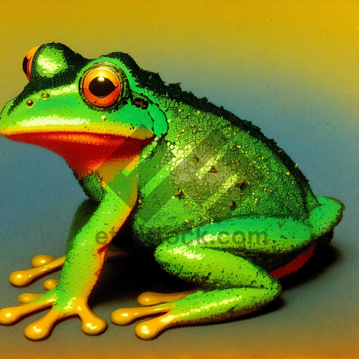 Picture of Vibrant-eyed Tree Frog in Close-up Gaze