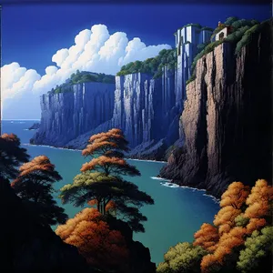 Majestic Canyon River Amongst Towering Mountains