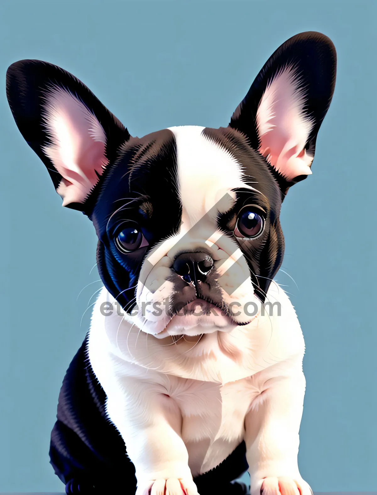 Picture of Playful Terrier Bulldog Puppy with Cute Wrinkles