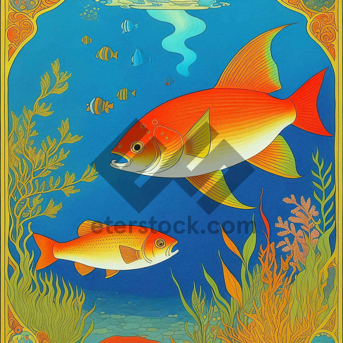 Picture of Vibrant Goldfish in Orange Bowl