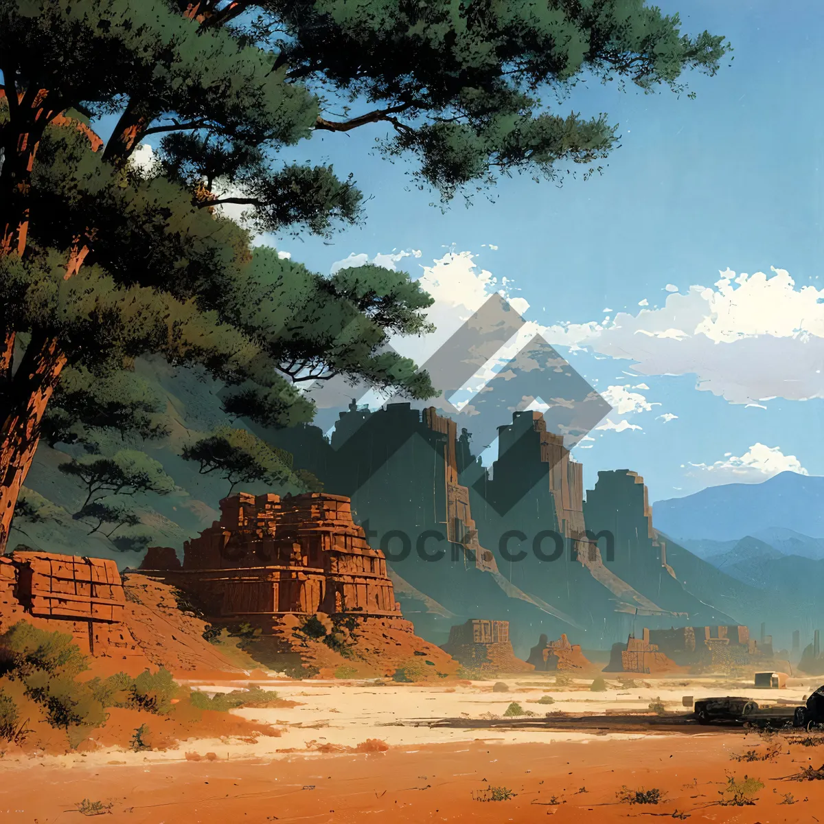 Picture of Desert Cliff Overlooking Majestic Mountain Canyon