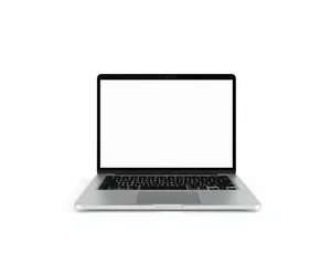 Modern business laptop with digital keyboard and blank screen