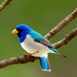 Colorful Bird perched on Tropical Tree Branch