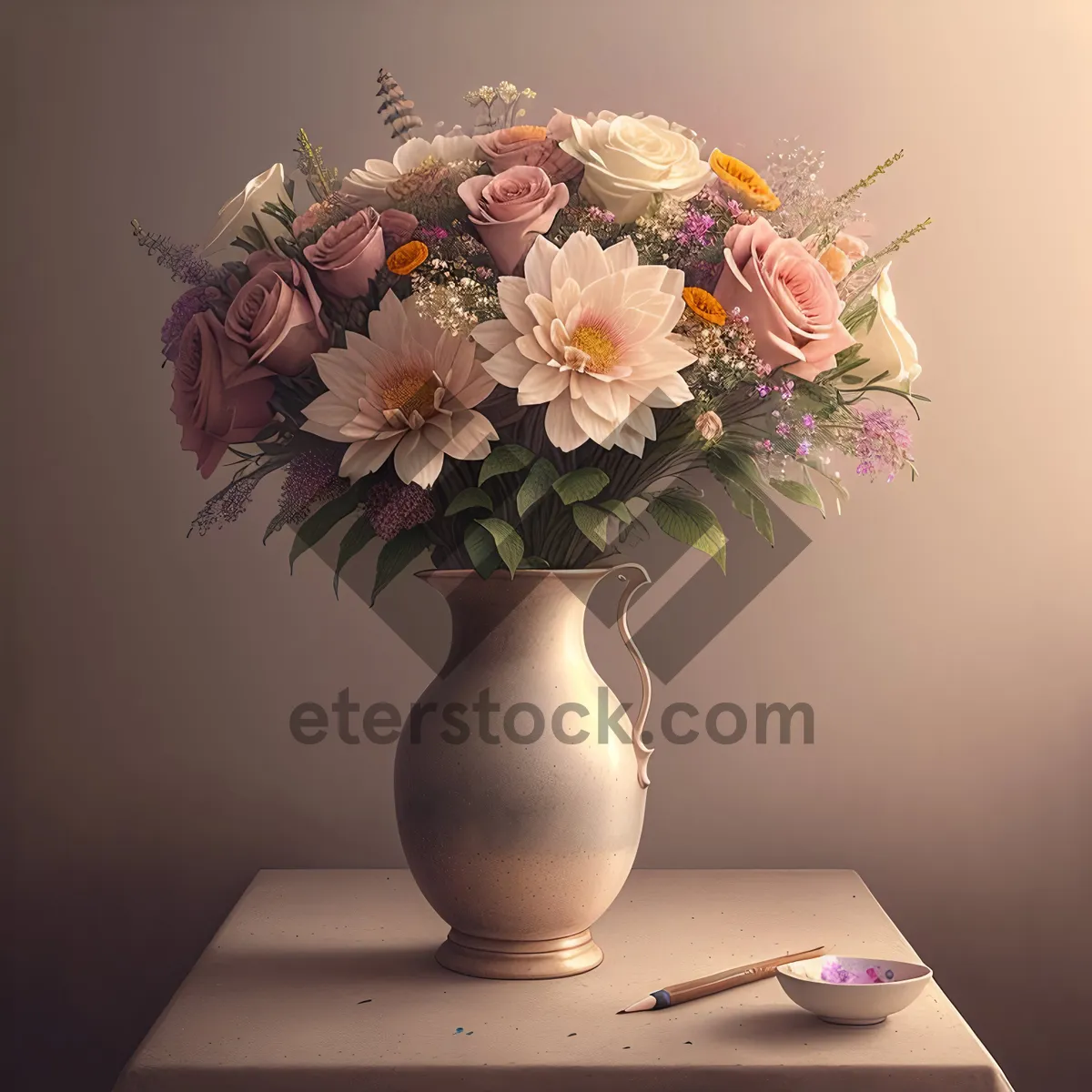 Picture of Spring Floral Vase Arrangement with Pink Flowers