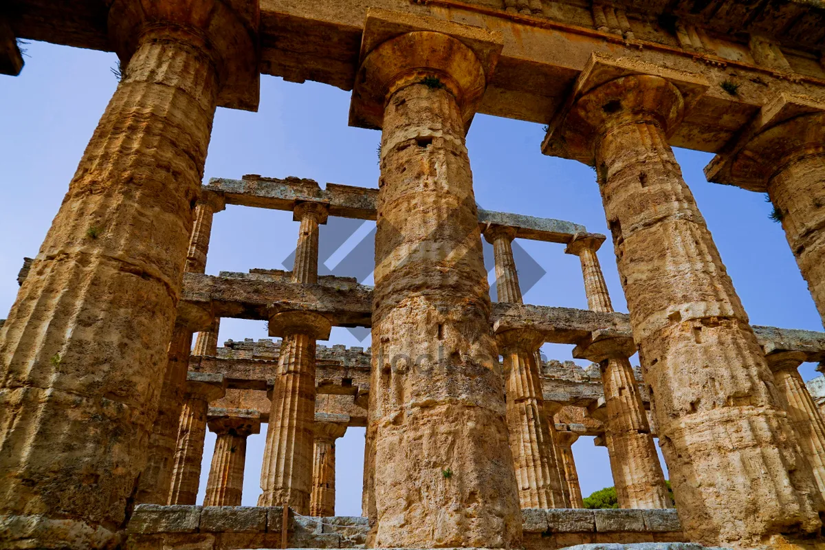 Picture of Ancient Roman Temple Tower in Historic City Skyline