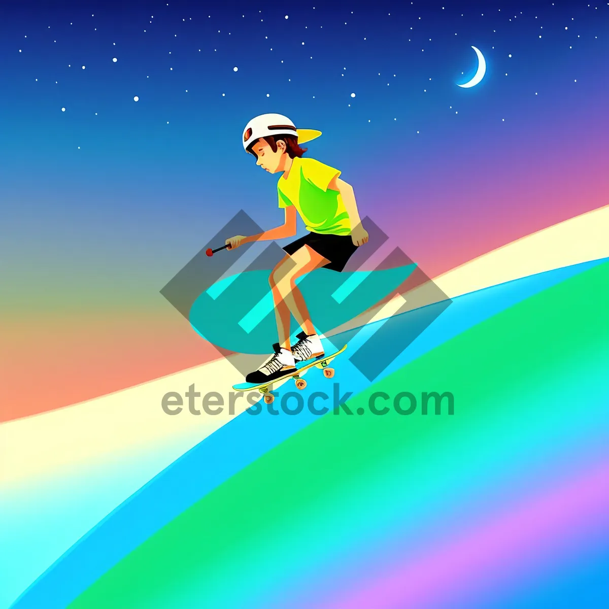 Picture of Vibrant Cyclist Silhouette in Glowing Design