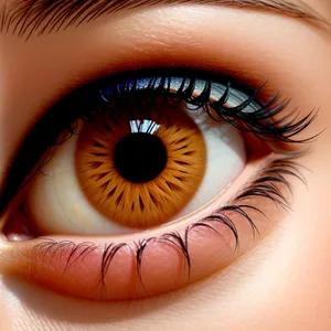 Vibrant Eyeball with Defined Eyelashes and Makeup