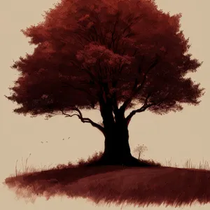 Serene Skyline: Majestic Oak Silhouette in Nature