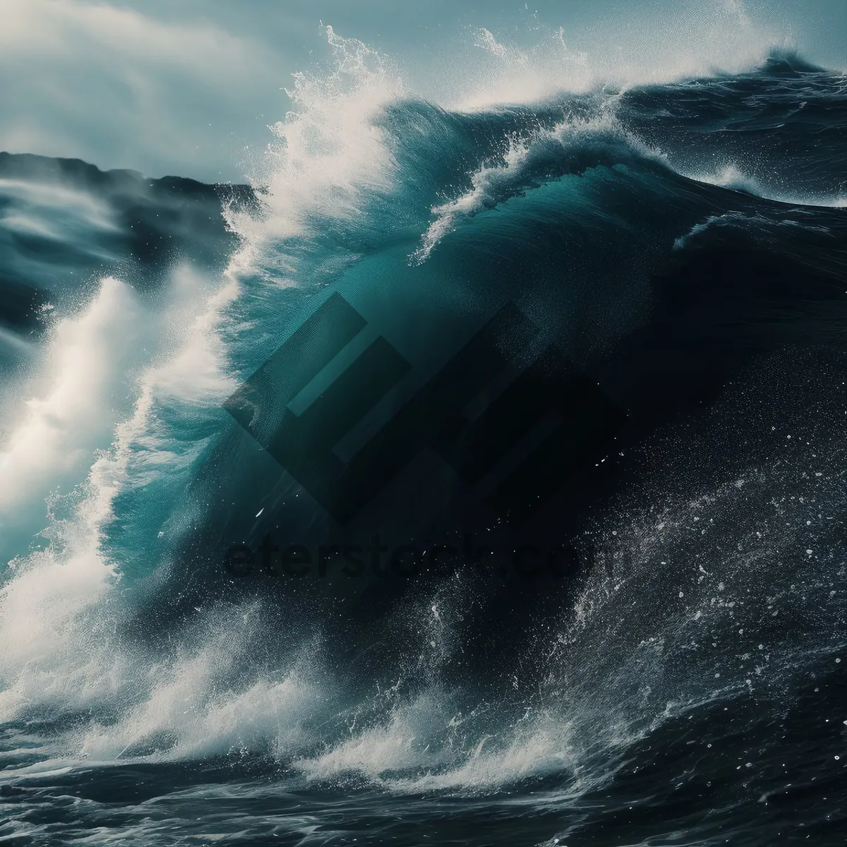 Picture of Ocean Waves Crashing on Rocky Shoreline