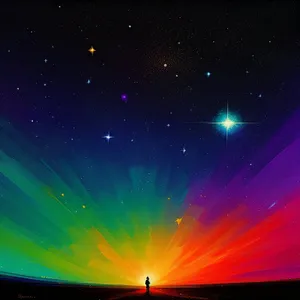 Dark Galaxy Fractal Art: Bright Stars and Glow