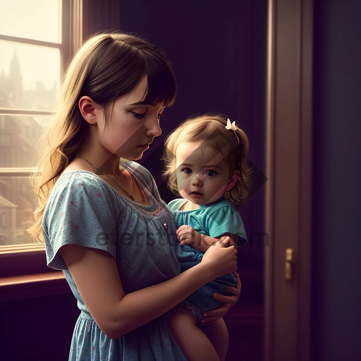 Picture of Happy Family Fun at Home with Smiling Toddler