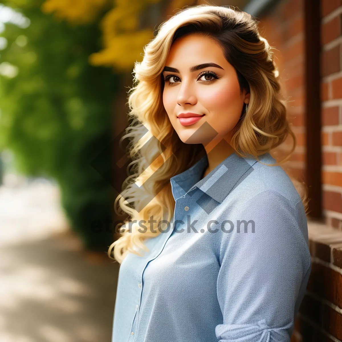 Picture of Smiling brunette businesswoman, radiating confidence and charm.