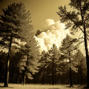 Serene Winter Wonderland: Trees Covered in Snow