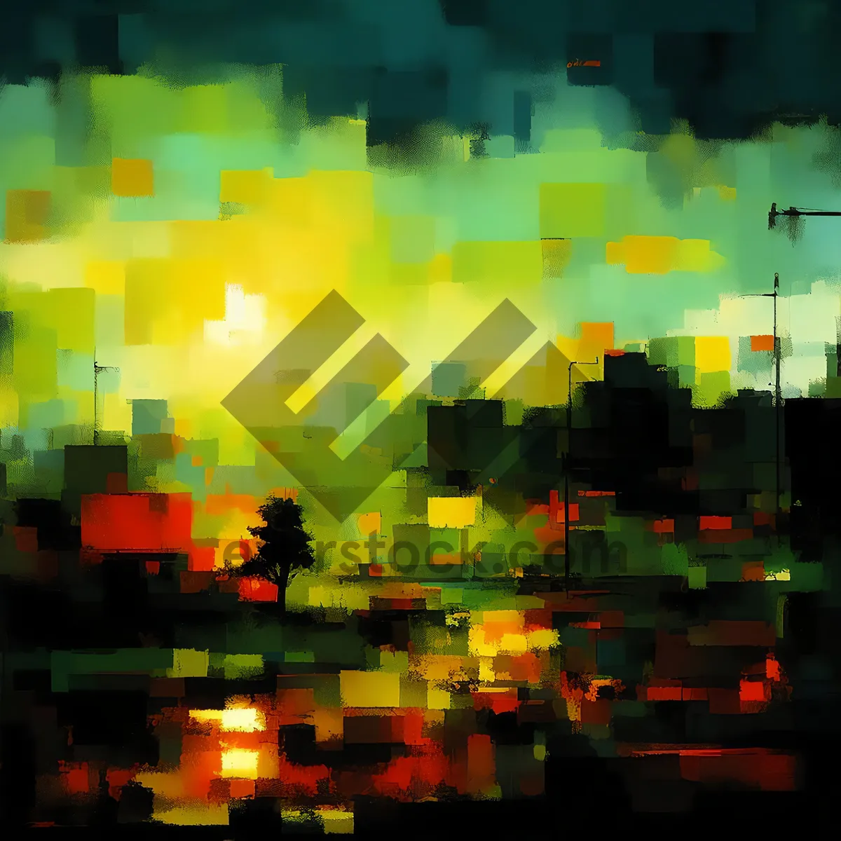 Picture of Colorful Abstract Cityscape Pattern