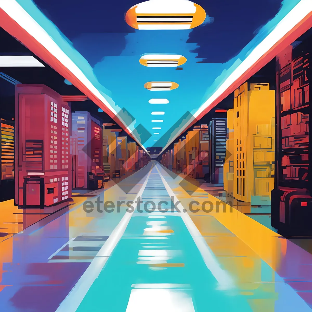 Picture of Colorful Light Tunnel Design Gradient Graphic Wallpaper