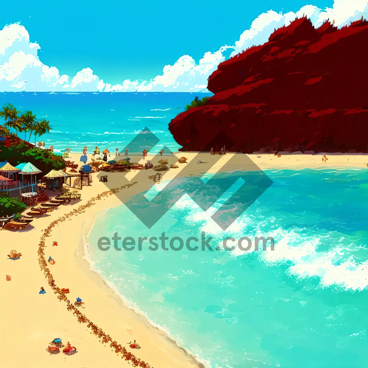 Picture of Tropical Paradise: Tranquil Beach with Clear Turquoise Waves