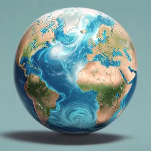 Global 3D Earth Map with North Sea