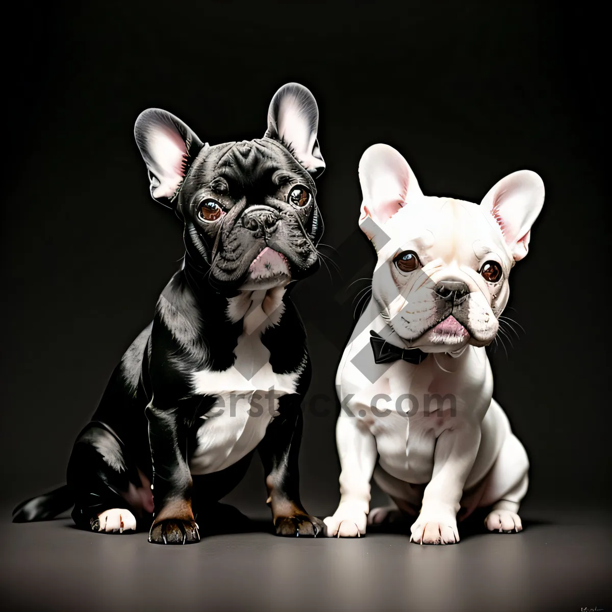 Picture of Cute Bulldog Puppy with Wrinkles - Adorable Studio Portrait