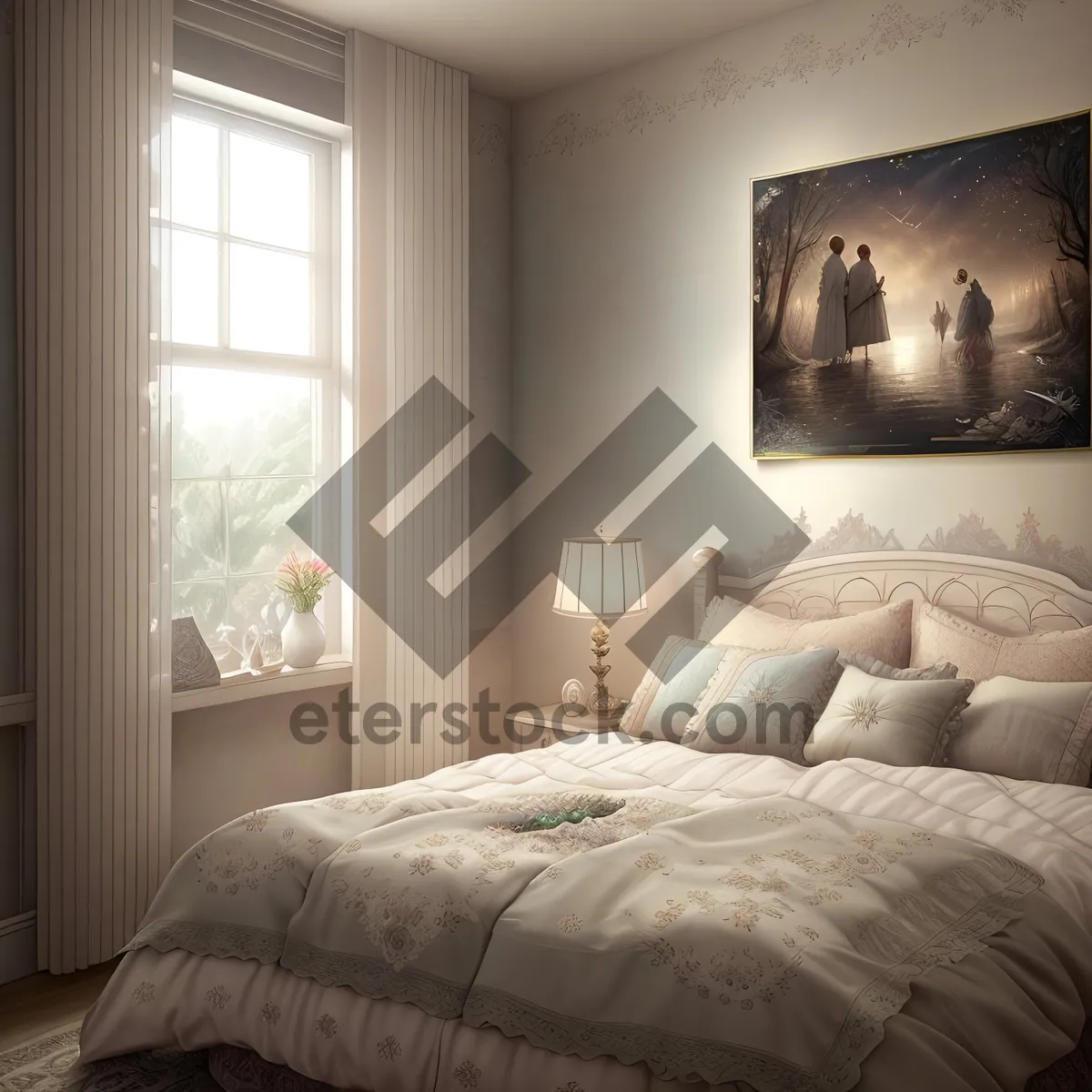 Picture of Modern Luxury Bedroom Suite with Cozy Comfort