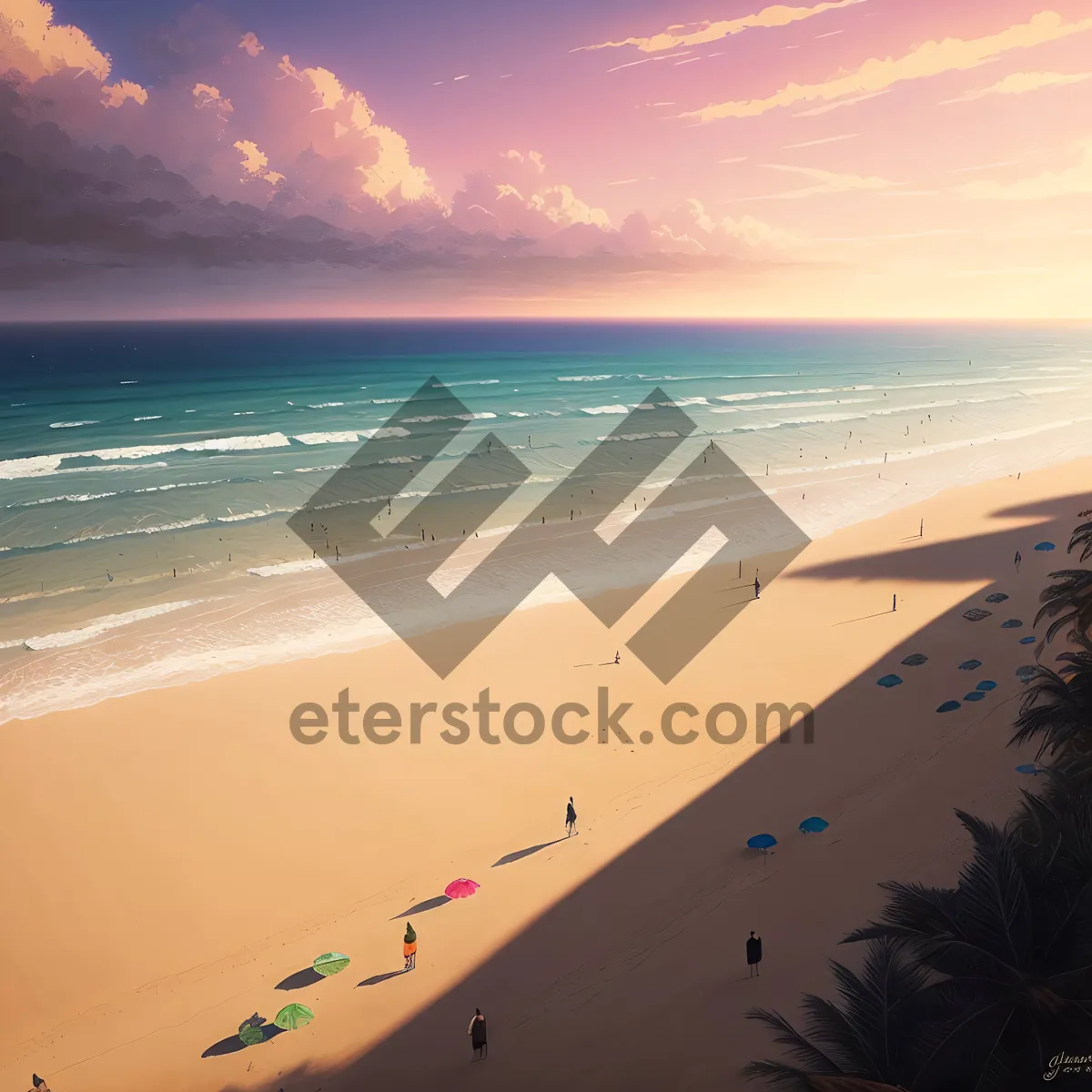 Picture of Serene Coastline under Clear Turquoise Sky