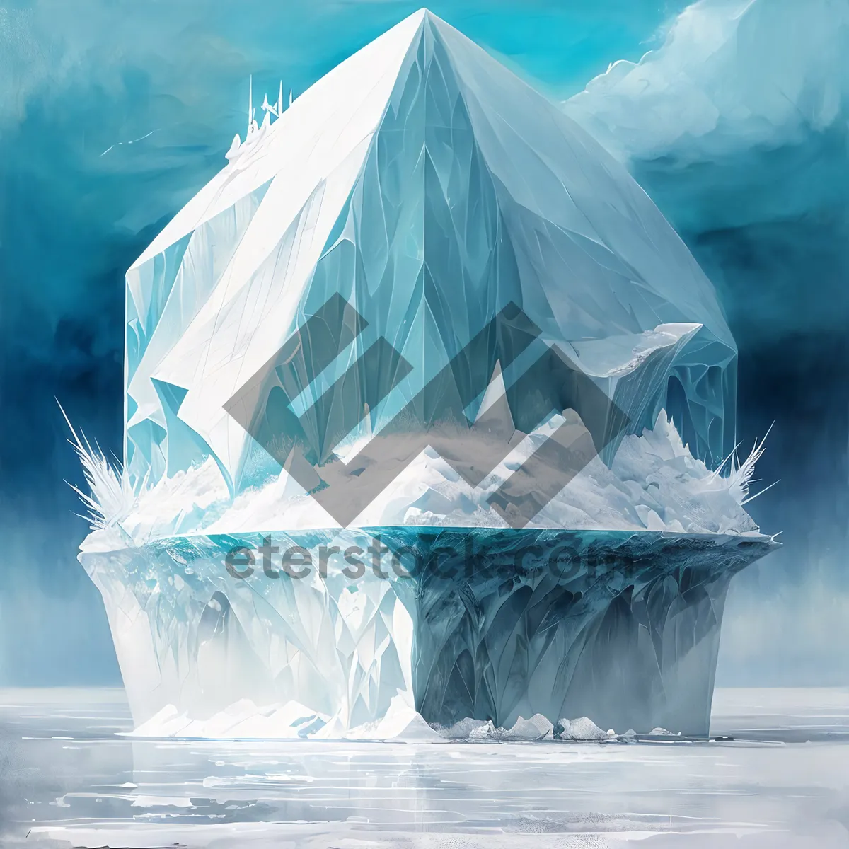 Picture of Frozen Reflection: Crystal Clear Iceberg Melting