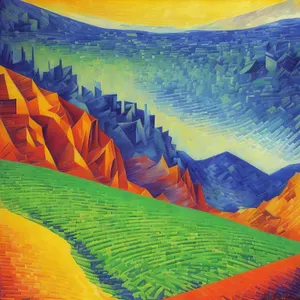 Colorful Canyon: Acrylic Painter's Textured Watercolor Design