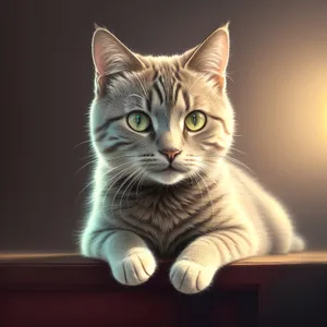 Furry Feline Curiosity: Adorable Gray Tabby Cat