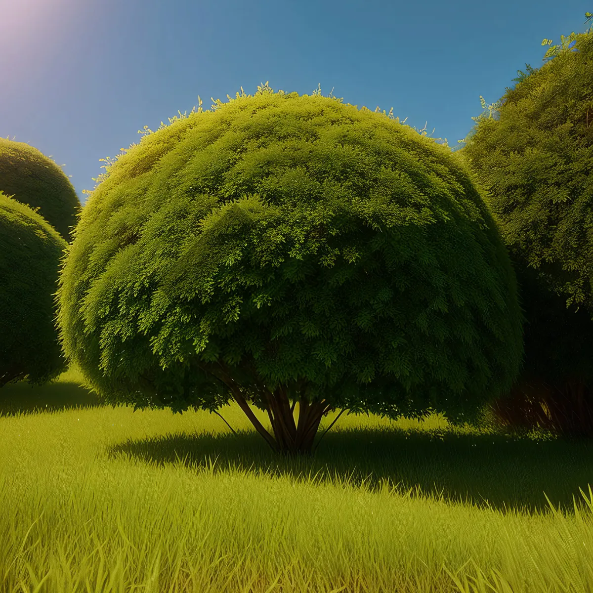 Picture of Golden Hay Bales in Summer Meadow