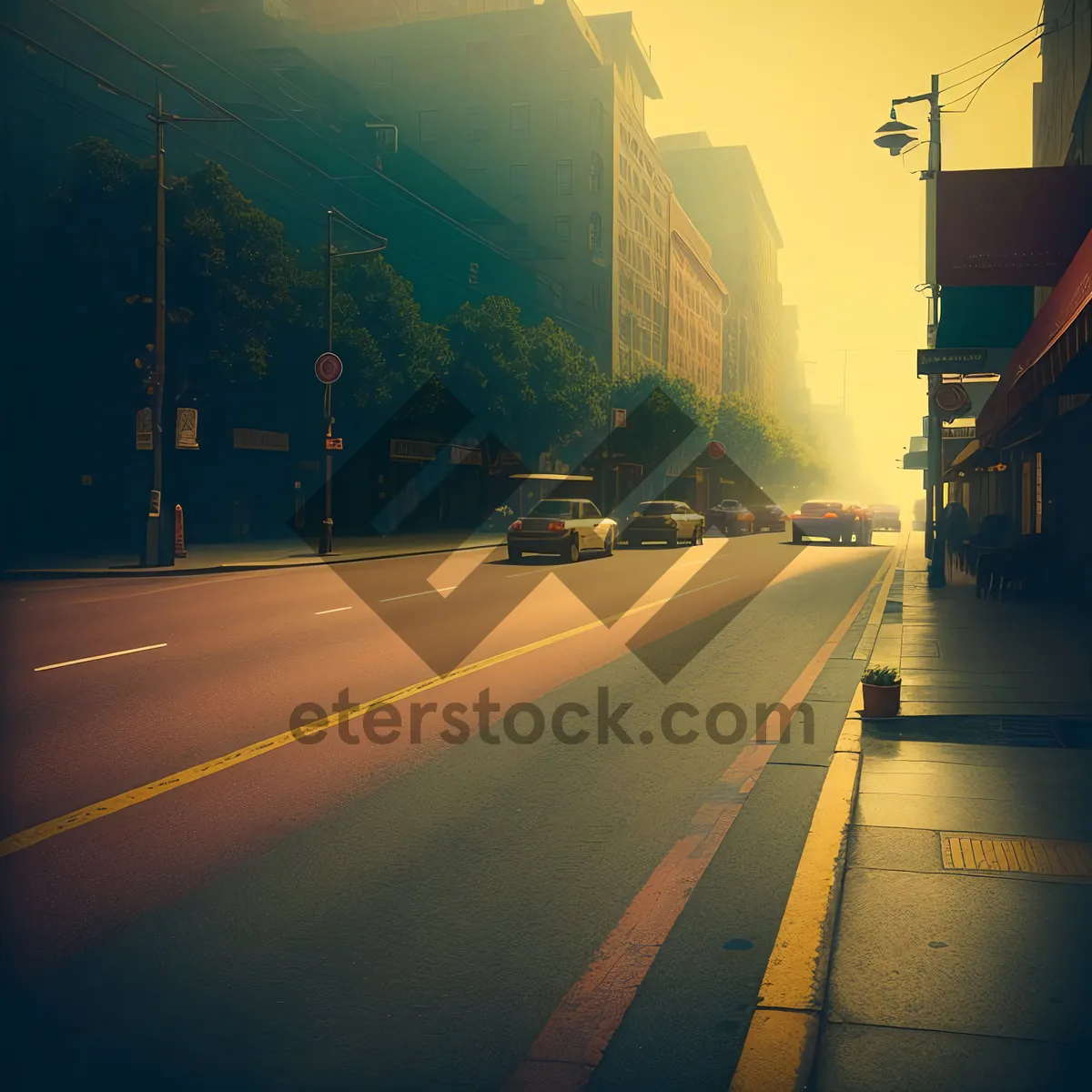 Picture of Nighttime Cityscape on Busy Expressway