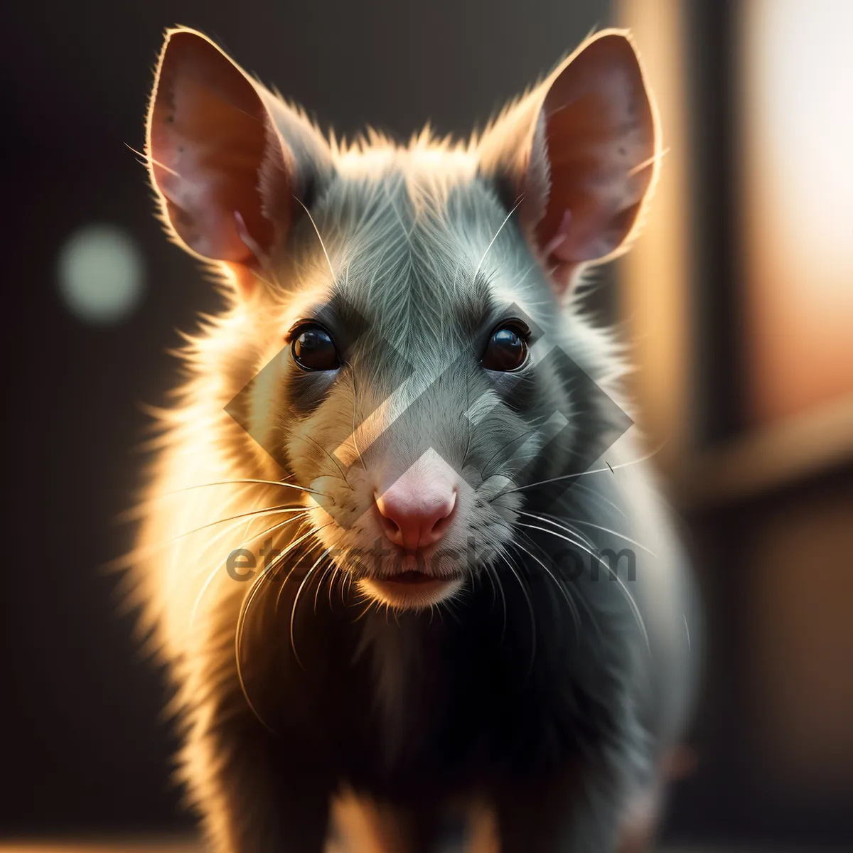 Picture of Furry Gray Rat with Cute Fluffy Fur