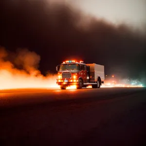 Sunset Snowplow on Highway