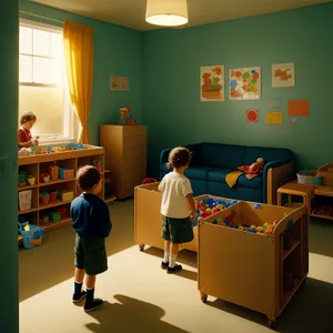 Modern Office Workspace with Wooden Desk and Chair