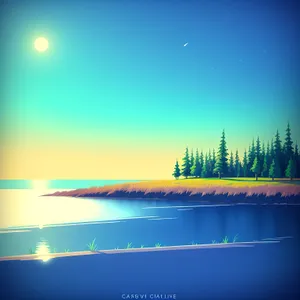 Sunset Sky: Celestial Reflection on Electronic Display