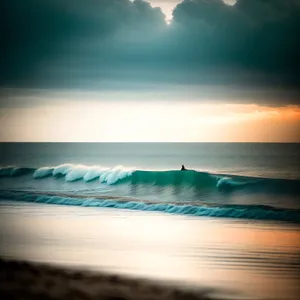 Serene Sunset Reflections on Tropical Beach