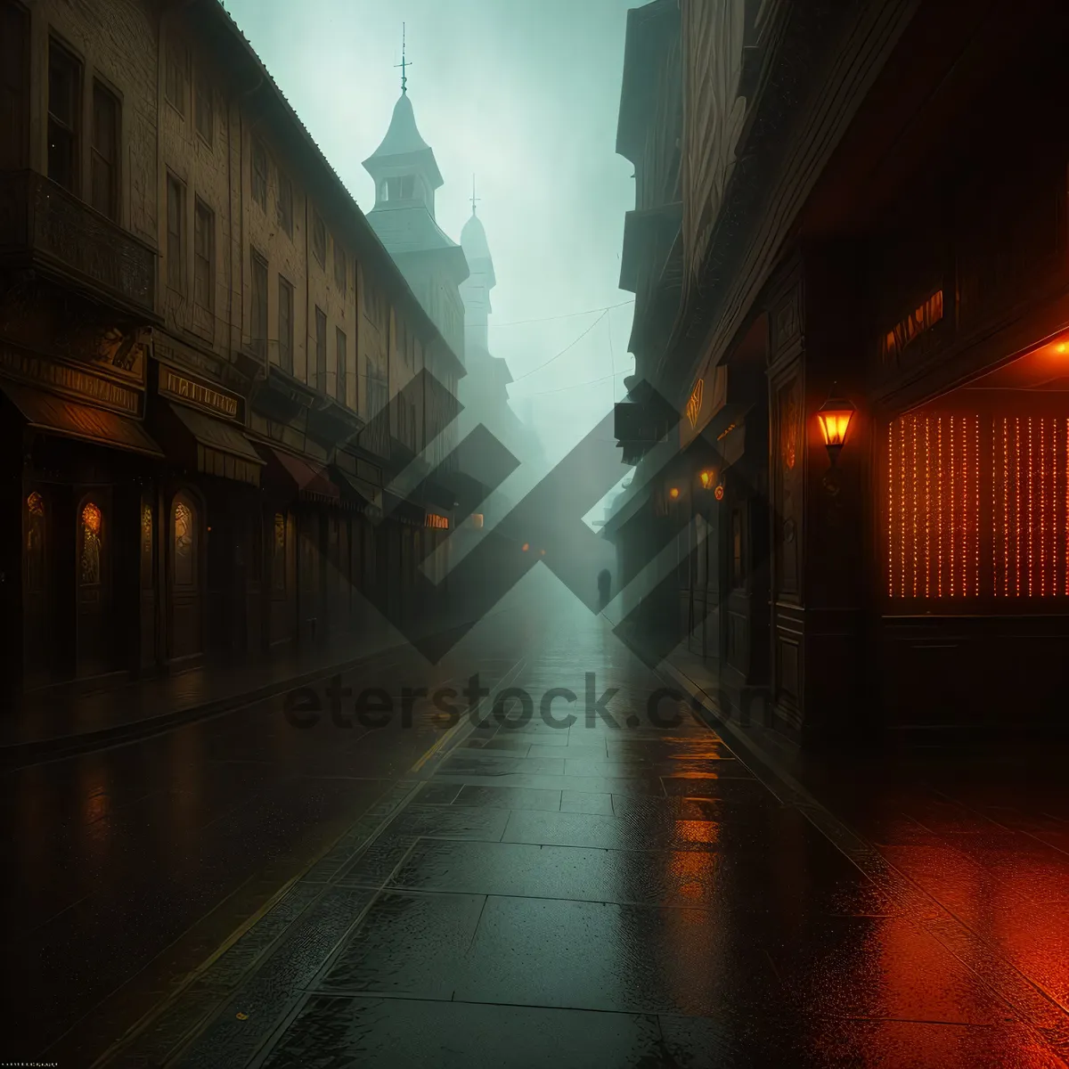 Picture of Nighttime Urban Train Tunnel Street Lights