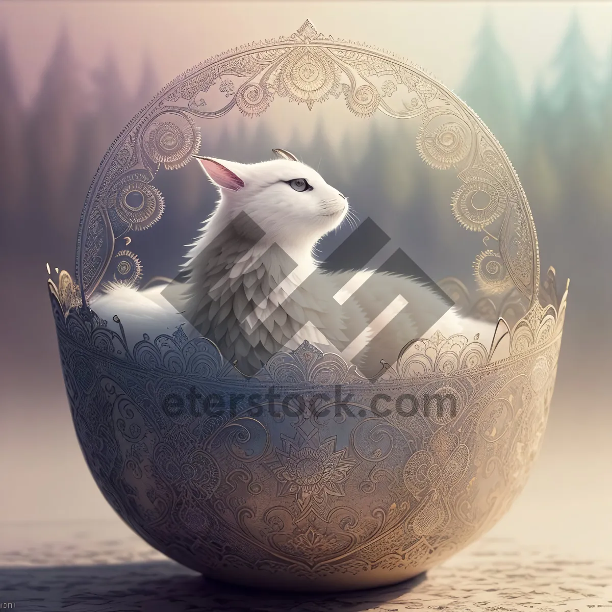 Picture of Decorative Chinese porcelain teapot with ceramic egg-shaped container