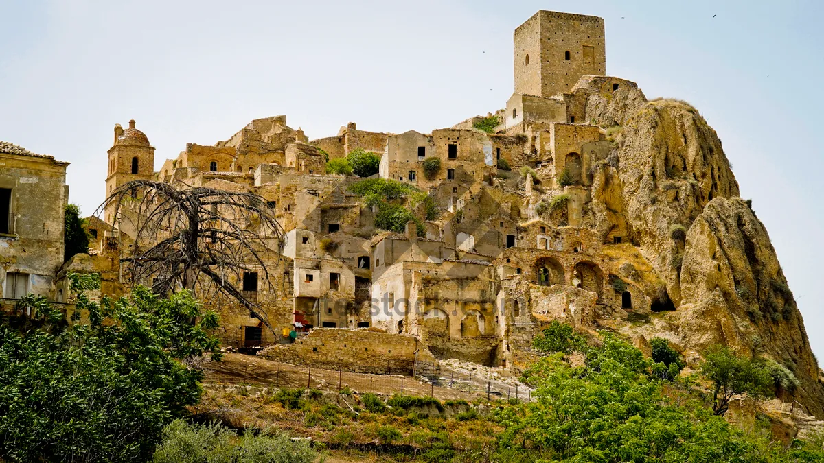 Picture of Ancient Stone Fortress Tower in Historic City Skyline