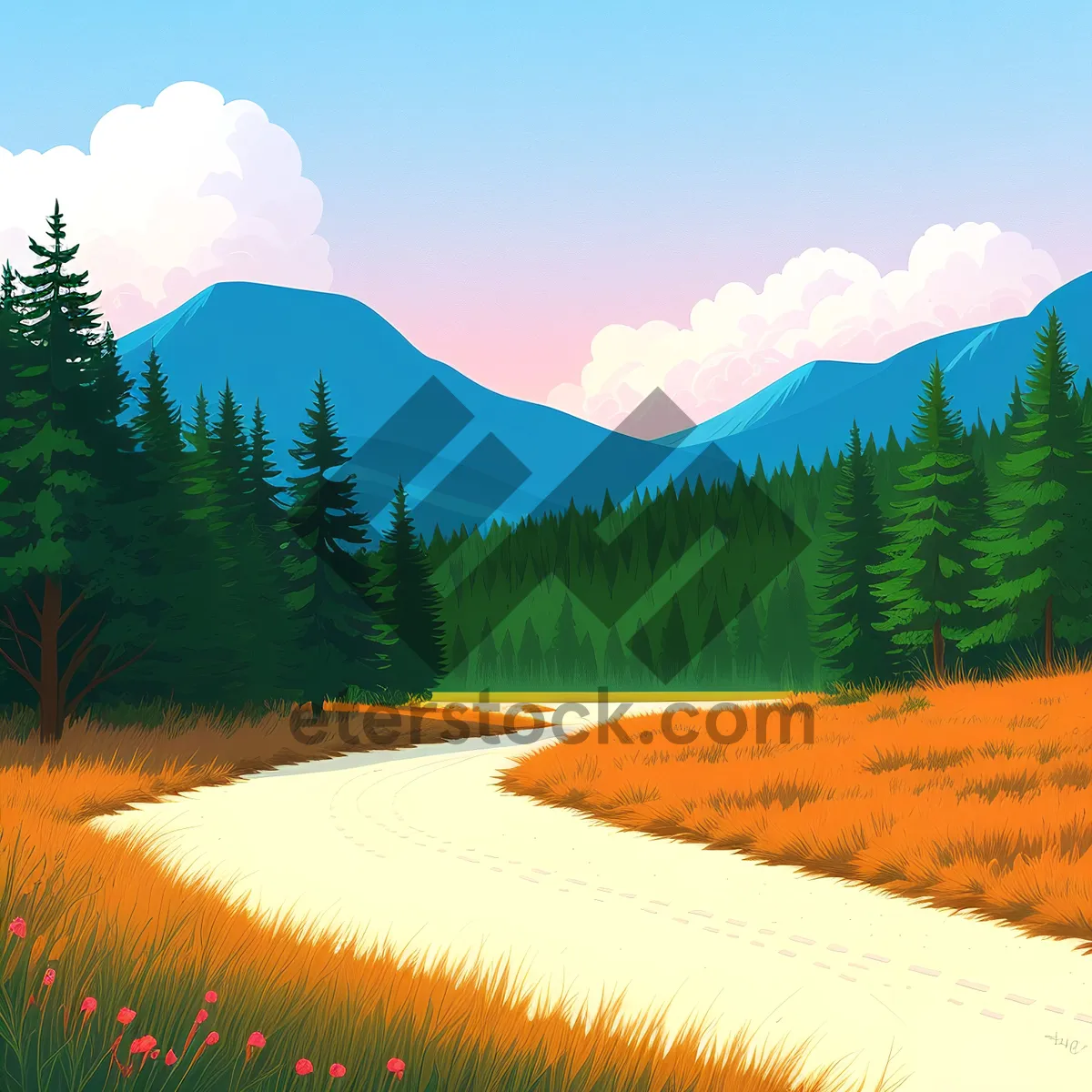 Picture of Serene Mountain Landscape amidst Autumn Colors